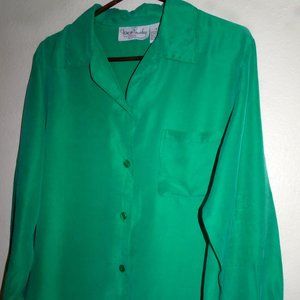 Woman's silk blouse, emerald green, size S.
